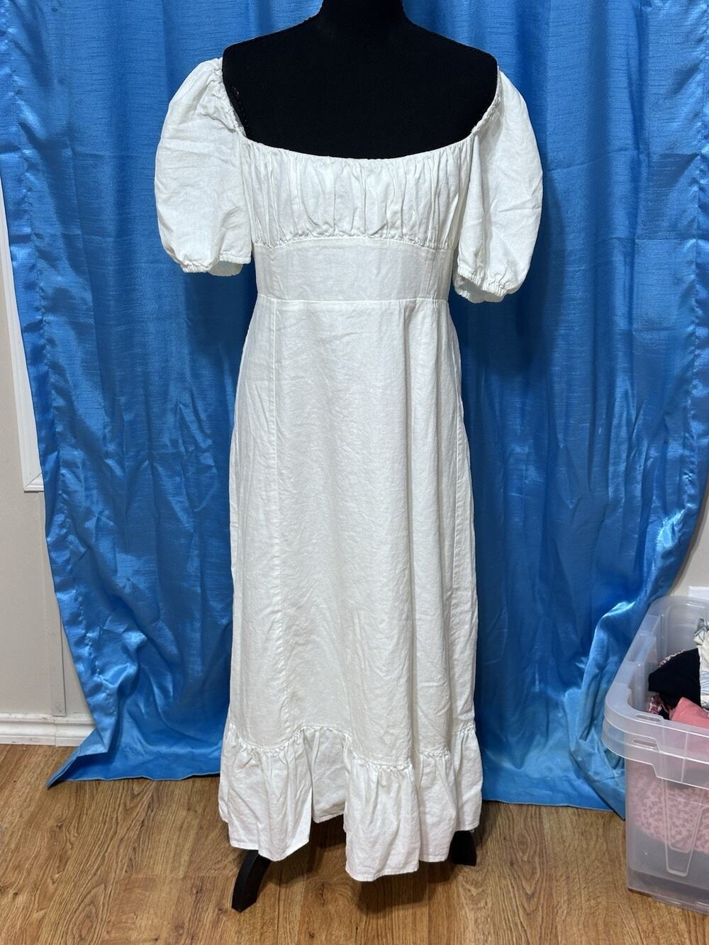 House of Harlow 1960 white vintage-style peasant cottage dress Linen Blend White